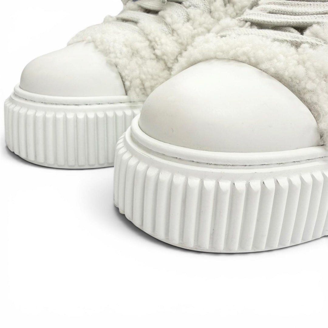Great MIUMIU sneakers Logo Boa Shearling white Bore Women 38 988 8830