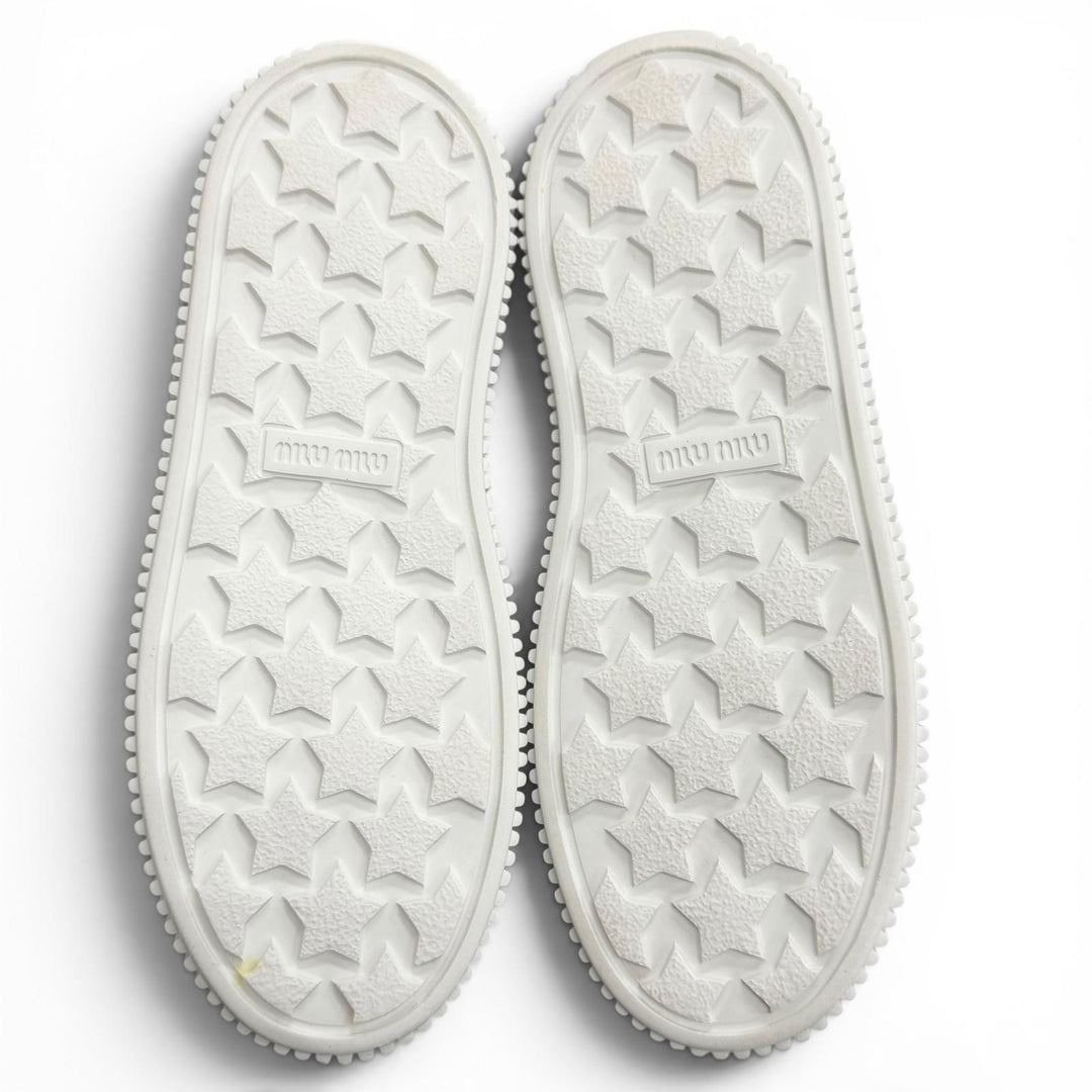 Great MIUMIU sneakers Logo Boa Shearling white Bore Women 38 988 8830