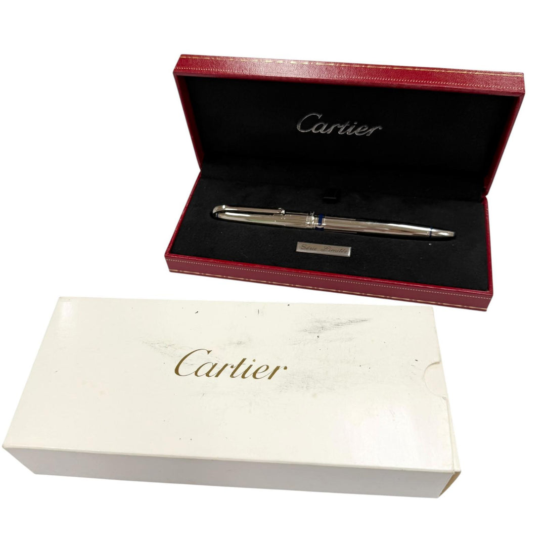 Excellent Cartier Ballpoint pen Art Deco 1997 Limited Edition Silver mens