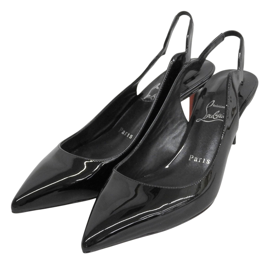 Great Christian Louboutin pumps Pointed toe black Patent leather Women 38