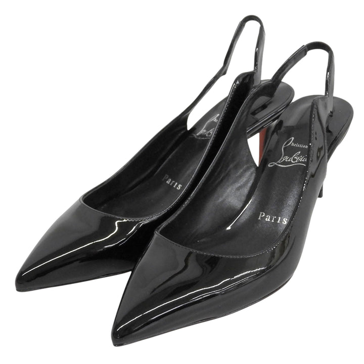 Great Christian Louboutin pumps Pointed toe black Patent leather Women 38