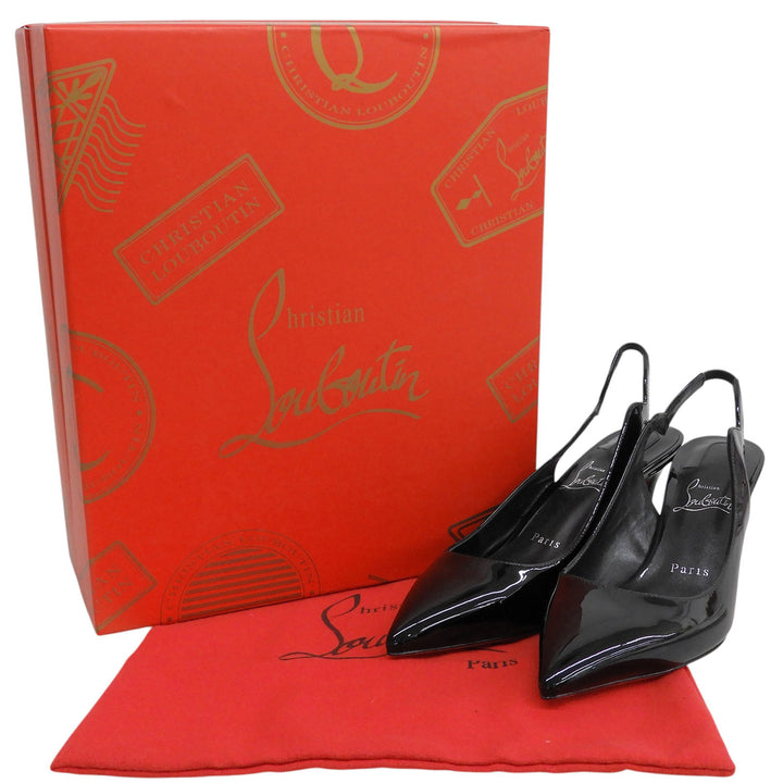 Great Christian Louboutin pumps Pointed toe black Patent leather Women 38