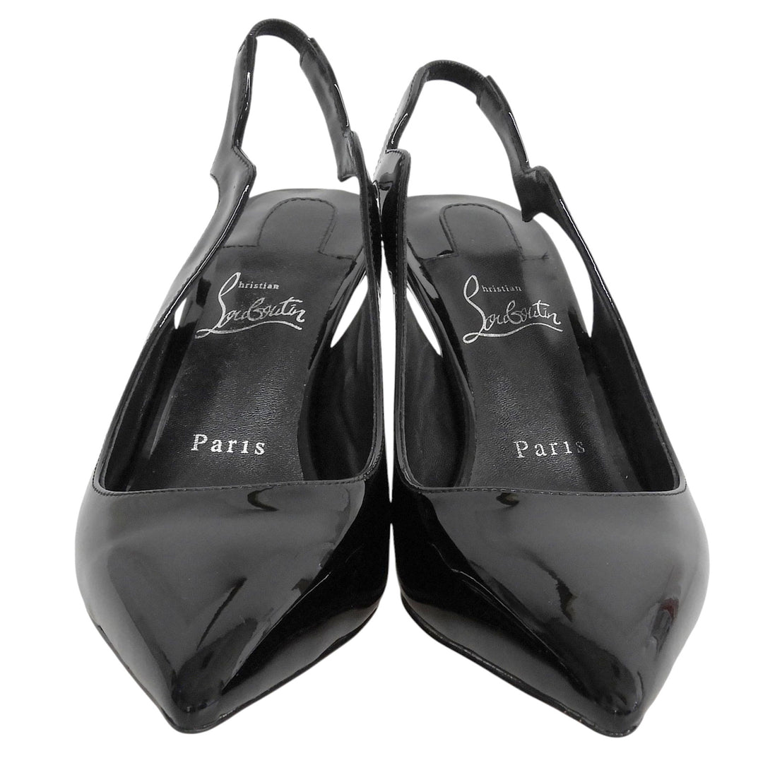 Great Christian Louboutin pumps Pointed toe black Patent leather Women 38