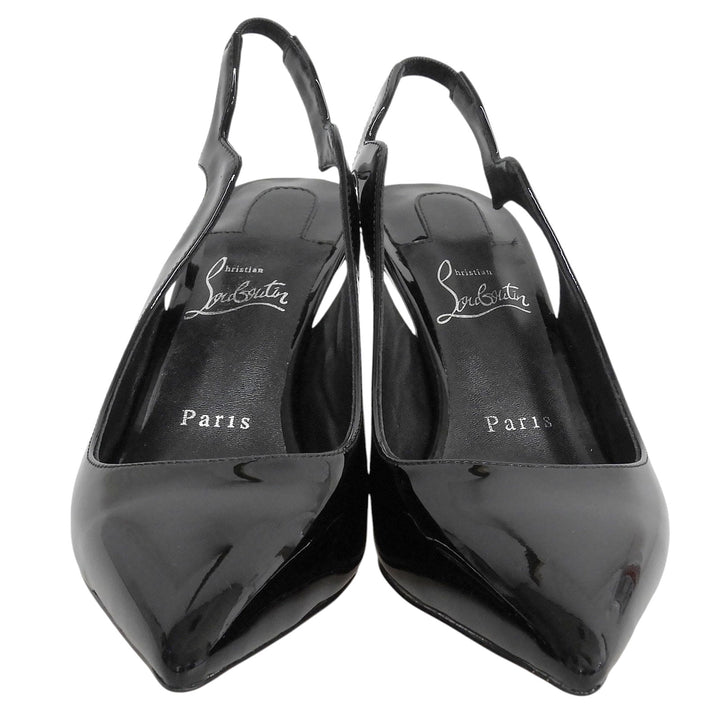 Great Christian Louboutin pumps Pointed toe black Patent leather Women 38