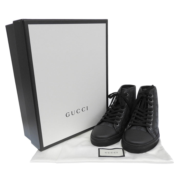 Pristine GUCCI High cut sneakers Logo design black GG canvas mens 6 426188