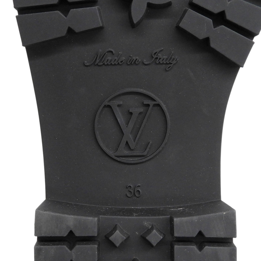 Great LOUIS VUITTON boots Drops line Monogram Rain black rubber Women 36