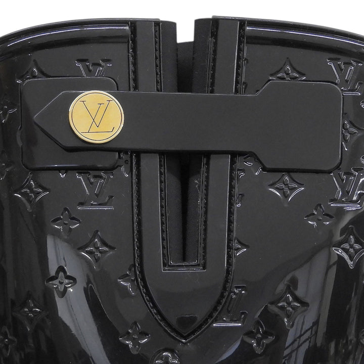 Great LOUIS VUITTON boots Drops line Monogram Flat High black rubber Women 36