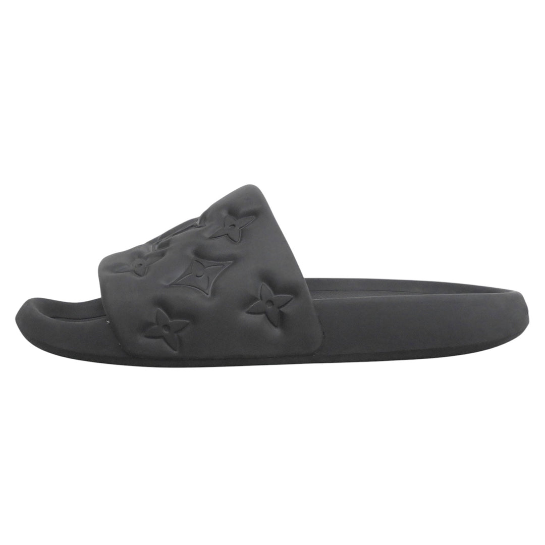Very Good LOUIS VUITTON Sandals Waterfront line Monogram Mules black rubber 10