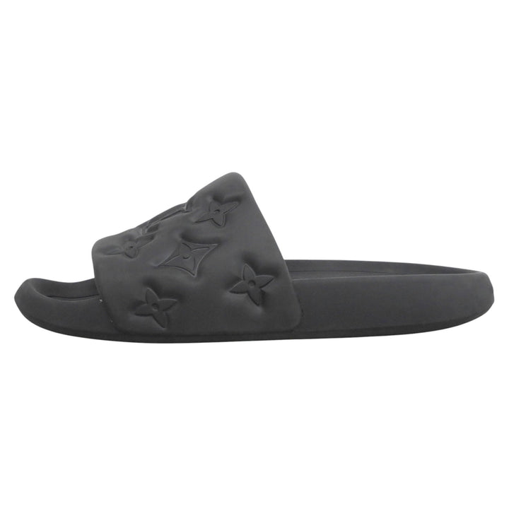 Very Good LOUIS VUITTON Sandals Waterfront line Monogram Mules black rubber 10