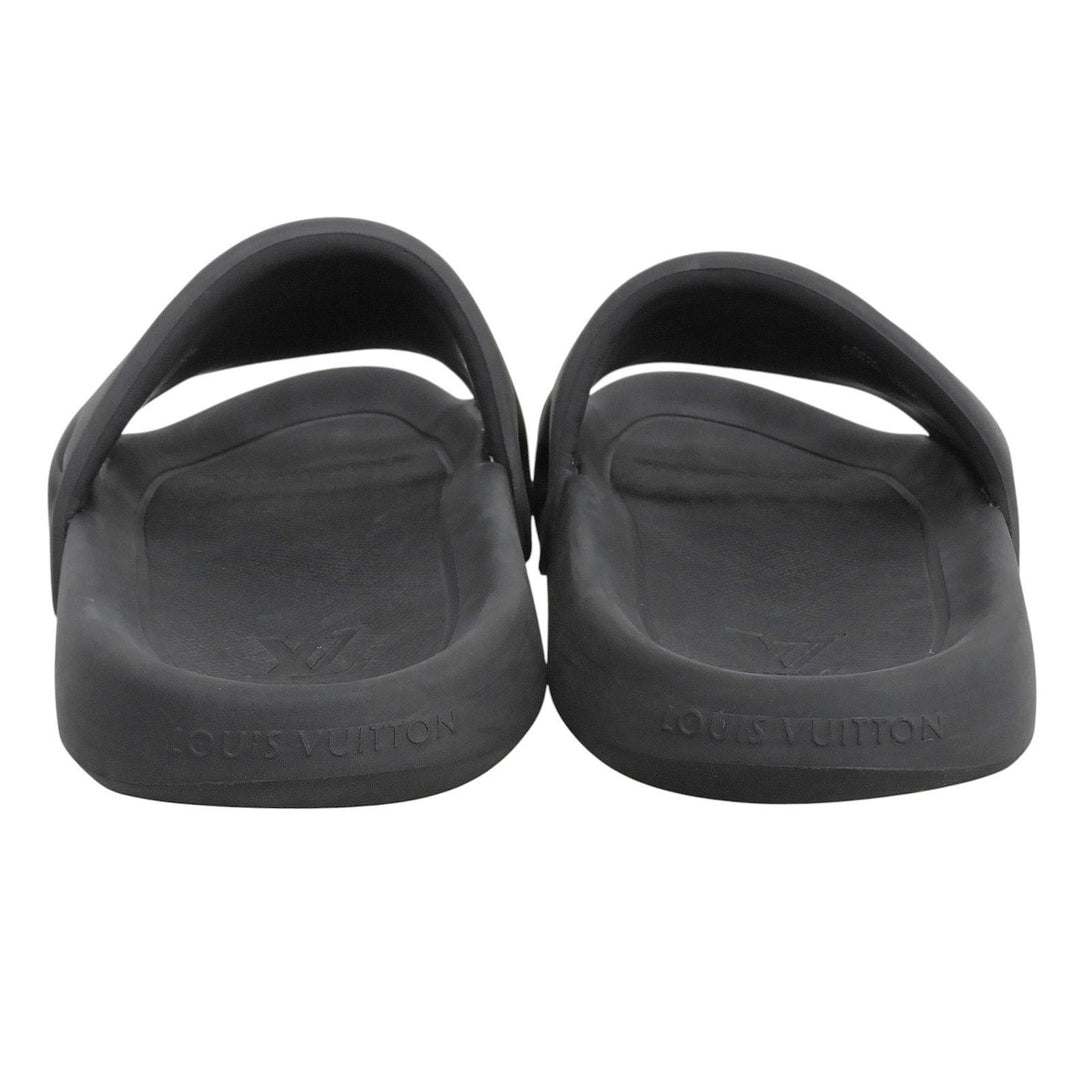 Very Good LOUIS VUITTON Sandals Waterfront line Monogram Mules black rubber 10