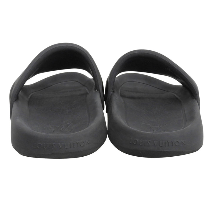 Very Good LOUIS VUITTON Sandals Waterfront line Monogram Mules black rubber 10