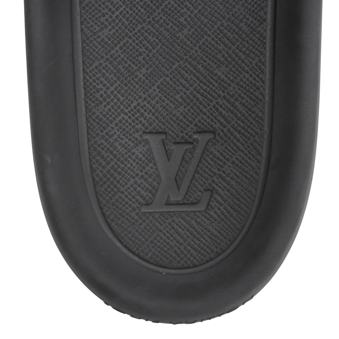 Very Good LOUIS VUITTON Sandals Waterfront line Monogram Mules black rubber 10
