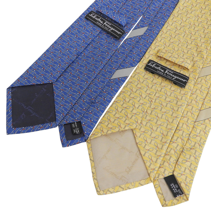 Pristine Salvatore Ferragamo tie Tennis print tie set (2 pieces) blue silk mens