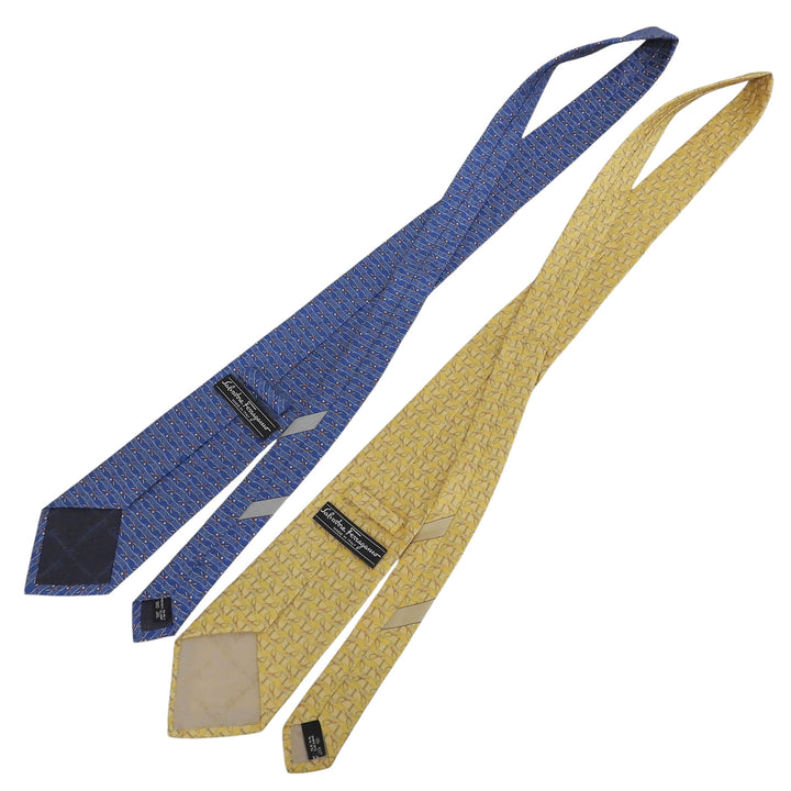 Pristine Salvatore Ferragamo tie Tennis print tie set (2 pieces) blue silk mens