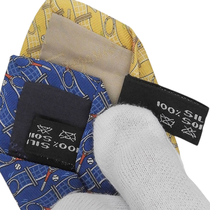 Pristine Salvatore Ferragamo tie Tennis print tie set (2 pieces) blue silk mens