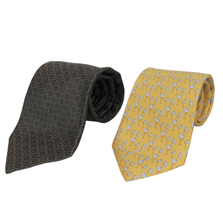 Pristine Salvatore Ferragamo Penguin Gancini all-over print tie set (2 pieces)