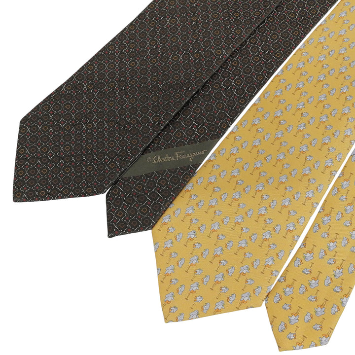 Pristine Salvatore Ferragamo Penguin Gancini all-over print tie set (2 pieces)