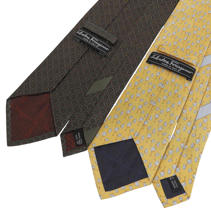 Pristine Salvatore Ferragamo Penguin Gancini all-over print tie set (2 pieces)