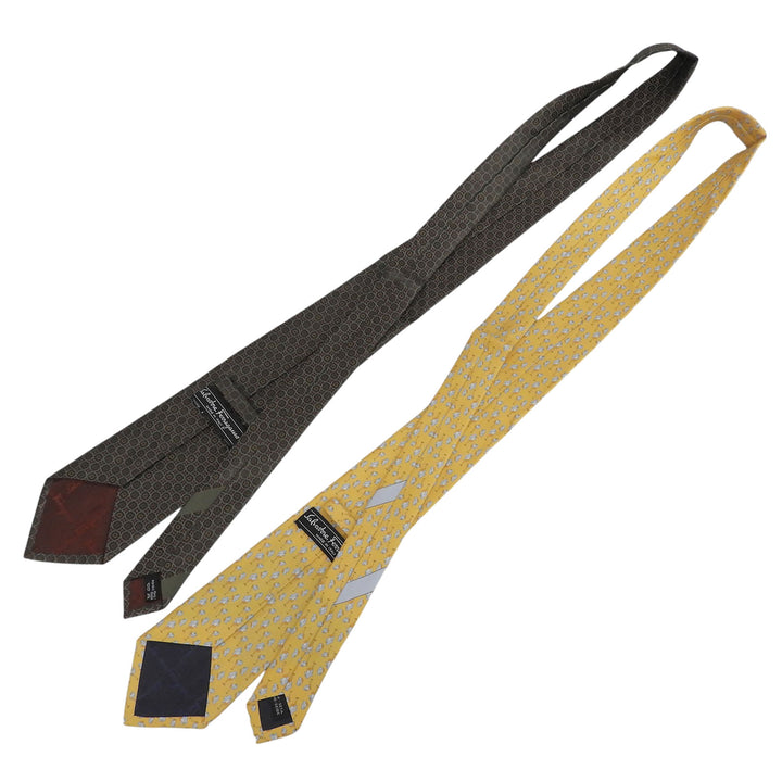Pristine Salvatore Ferragamo Penguin Gancini all-over print tie set (2 pieces)