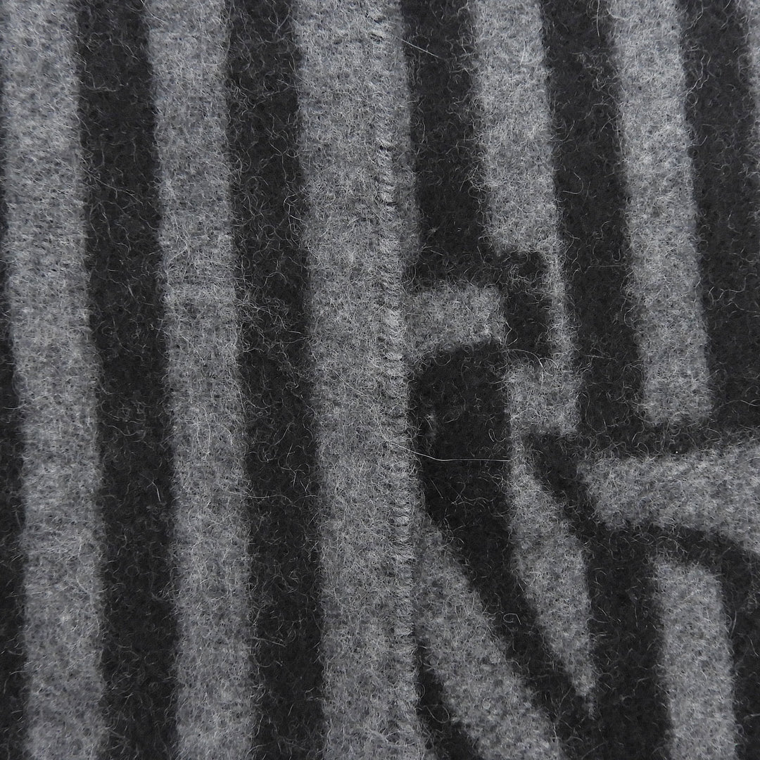 Excellent LOUIS VUITTON Scarf Echarpe Graphical fringe black cashmere M00497