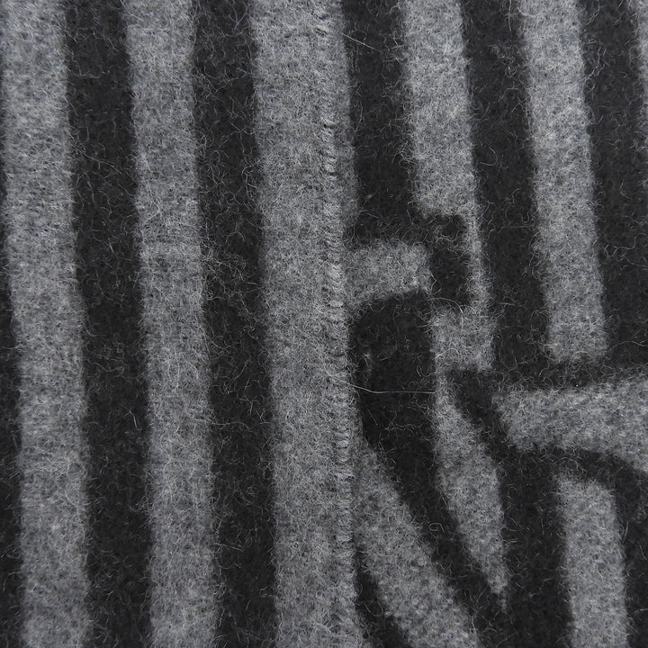 Excellent LOUIS VUITTON Scarf Echarpe Graphical fringe black cashmere M00497