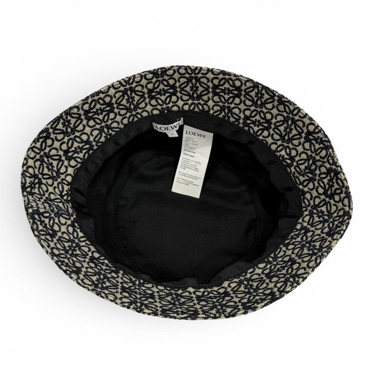 Excellent LOEWE hat Leather accent Anagram Jacquard Bucket cotton 57 K820HBLX07