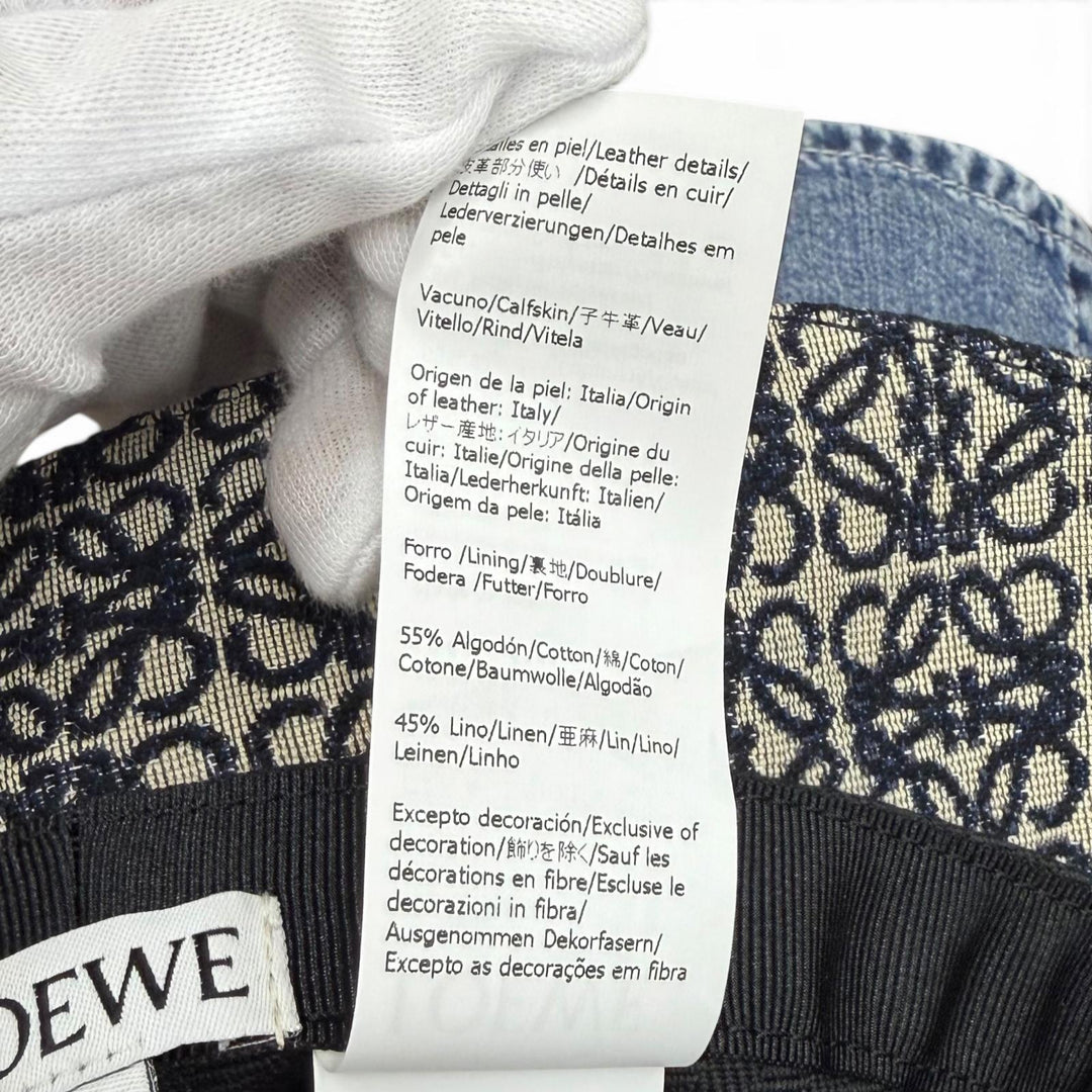Excellent LOEWE hat Leather accent Anagram Jacquard Bucket cotton 57 K820HBLX07