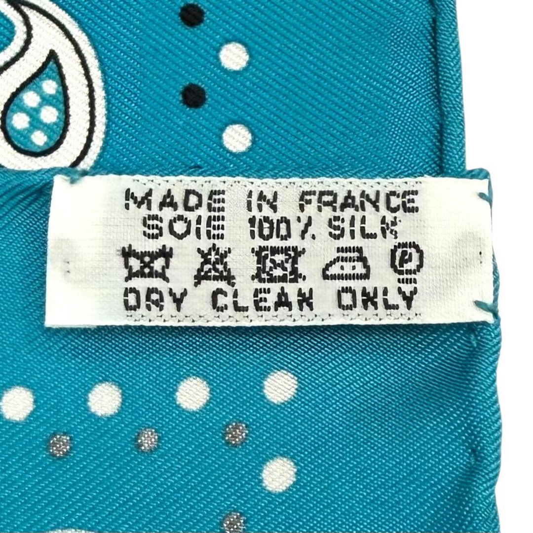 Excellent HERMES scarf Ex-Libris Turquoise silk Women