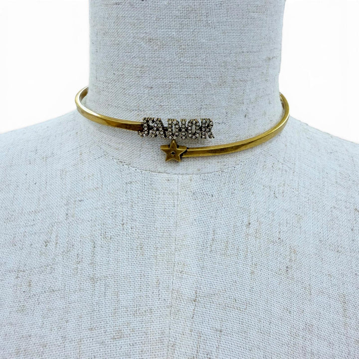 Great DIOR choker JADIOR Logo Rhinestone Star Accessory gold metal Women