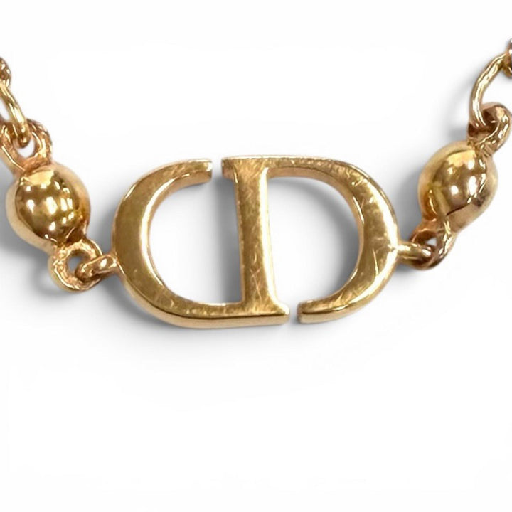 Excellent DIOR Necklace CD logo ball Pink gold Women