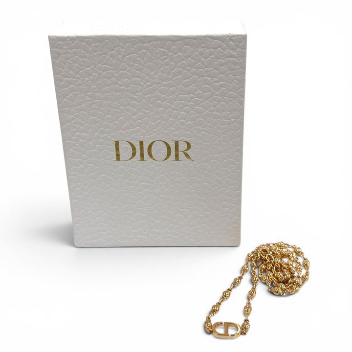 Excellent DIOR Necklace CD logo ball Pink gold Women