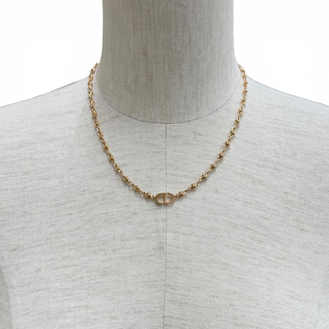 Excellent DIOR Necklace CD logo ball Pink gold Women