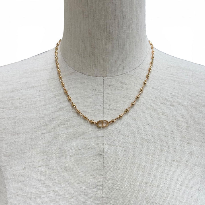 Excellent DIOR Necklace CD logo ball Pink gold Women