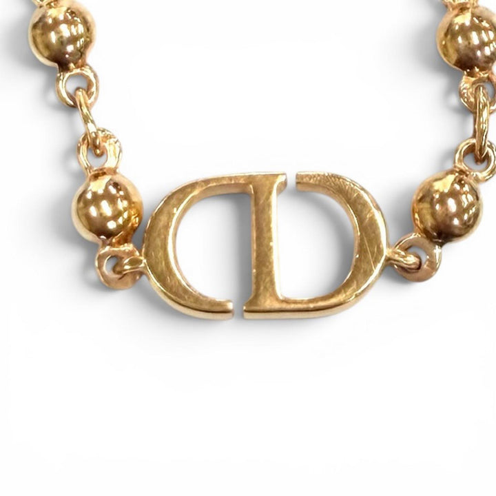 Excellent DIOR Necklace CD logo ball Pink gold Women