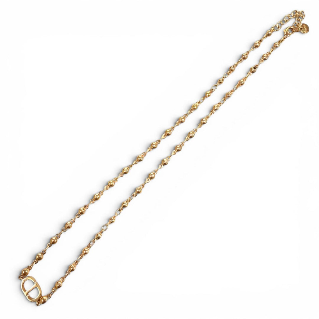 Excellent DIOR Necklace CD logo ball Pink gold Women