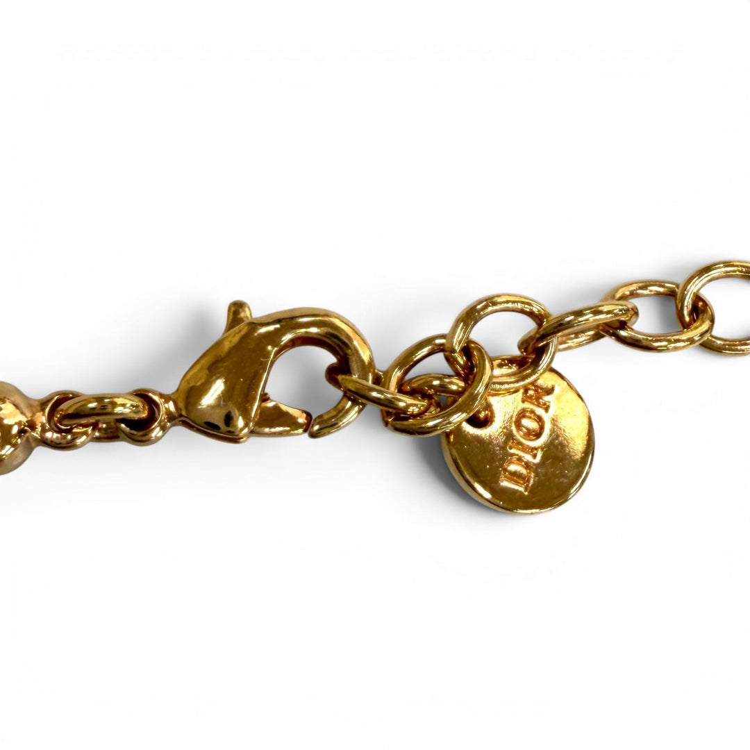 Excellent DIOR Necklace CD logo ball Pink gold Women