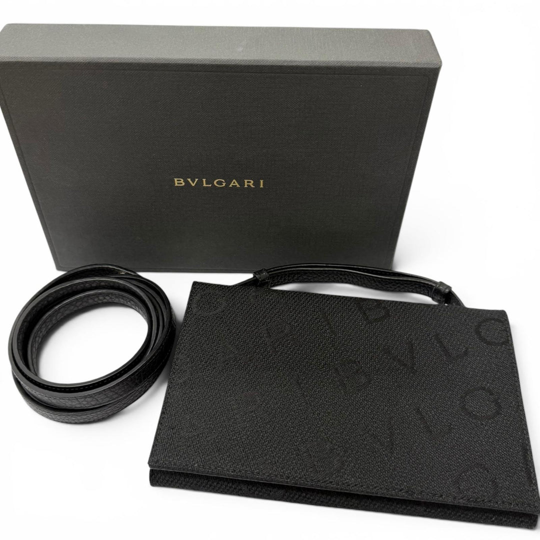 Great BVLGARI Purse Bvlgari Bvlgari Shoulder Wallet with All-Over Logo Print