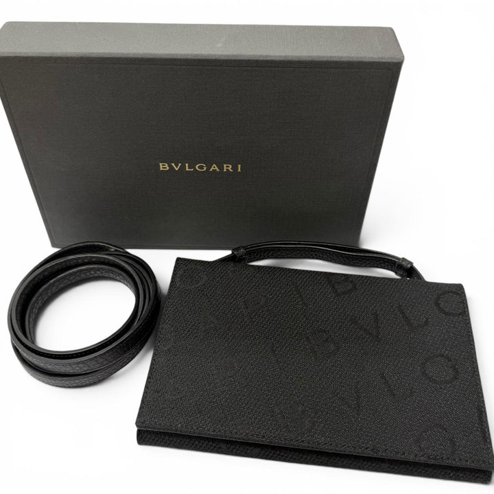 Great BVLGARI Purse Bvlgari Bvlgari Shoulder Wallet with All-Over Logo Print