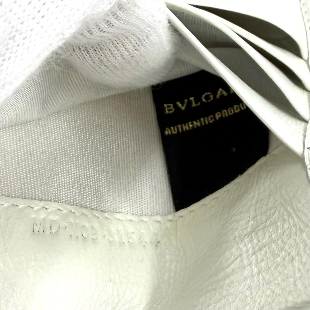 Great BVLGARI Bifold Wallet Parentesi Leather white leather Women