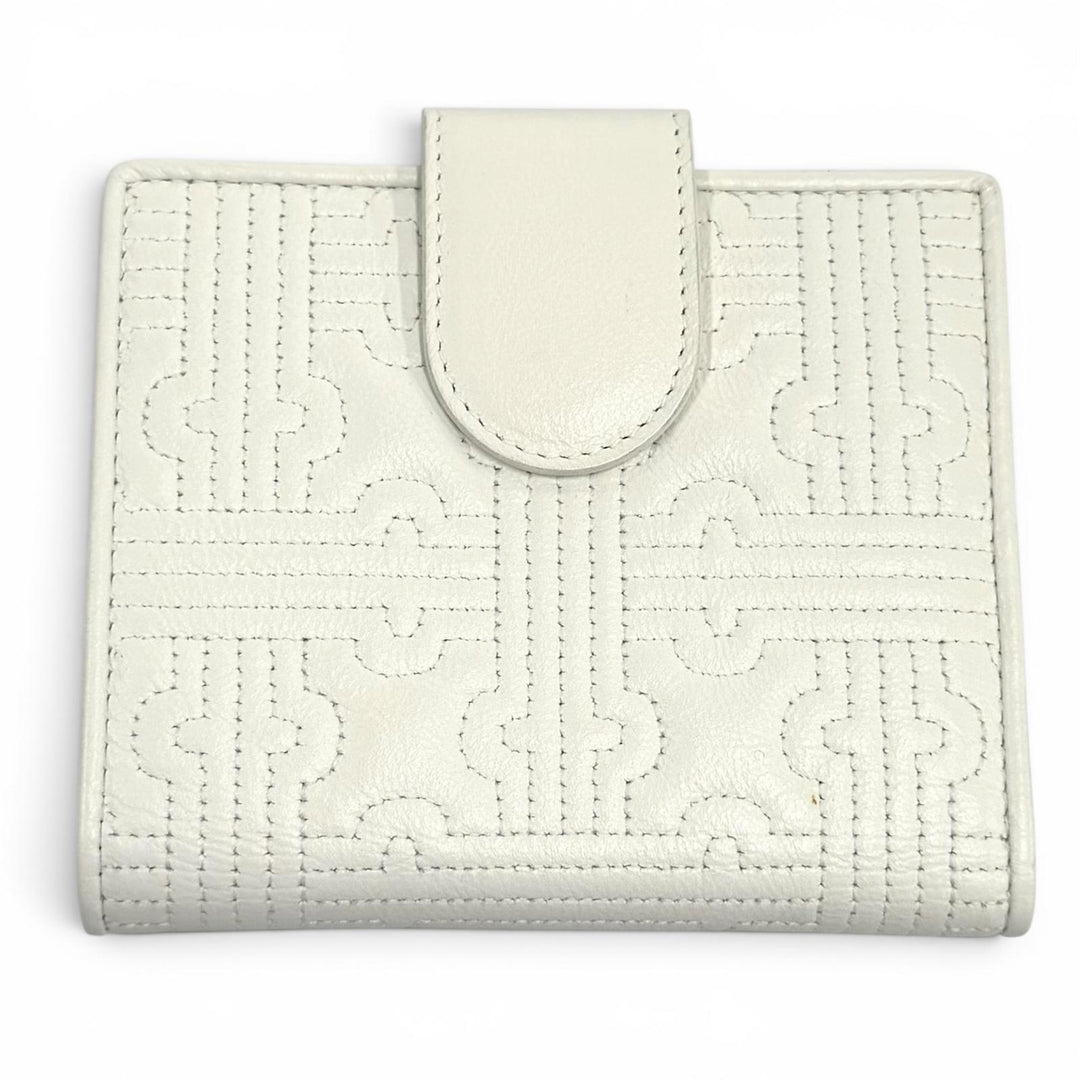 Great BVLGARI Bifold Wallet Parentesi Leather white leather Women