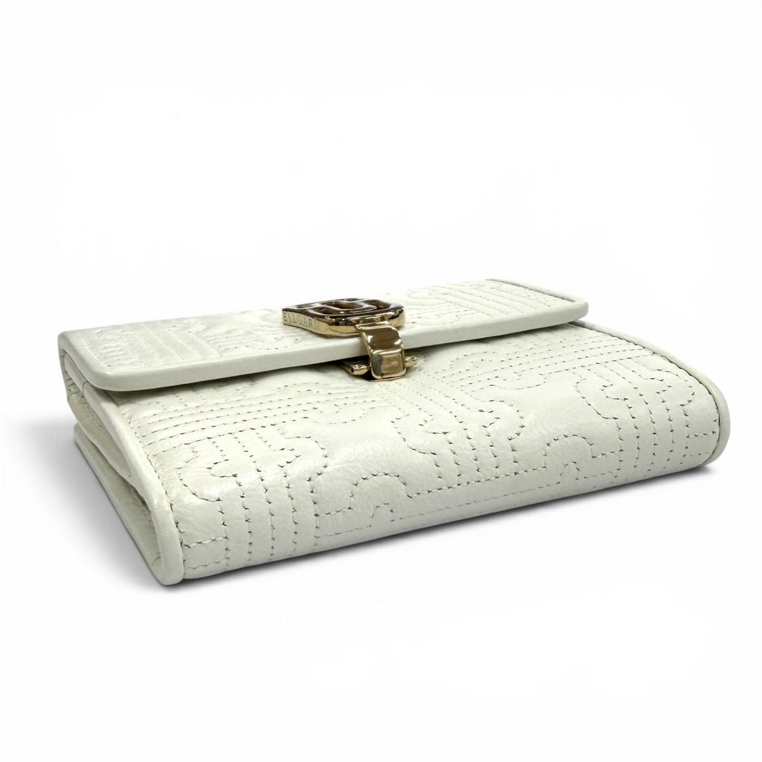 Great BVLGARI Bifold Wallet Parentesi Leather white leather Women