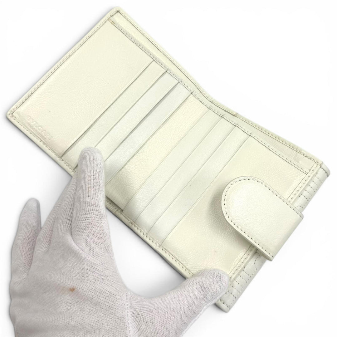 Great BVLGARI Bifold Wallet Parentesi Leather white leather Women