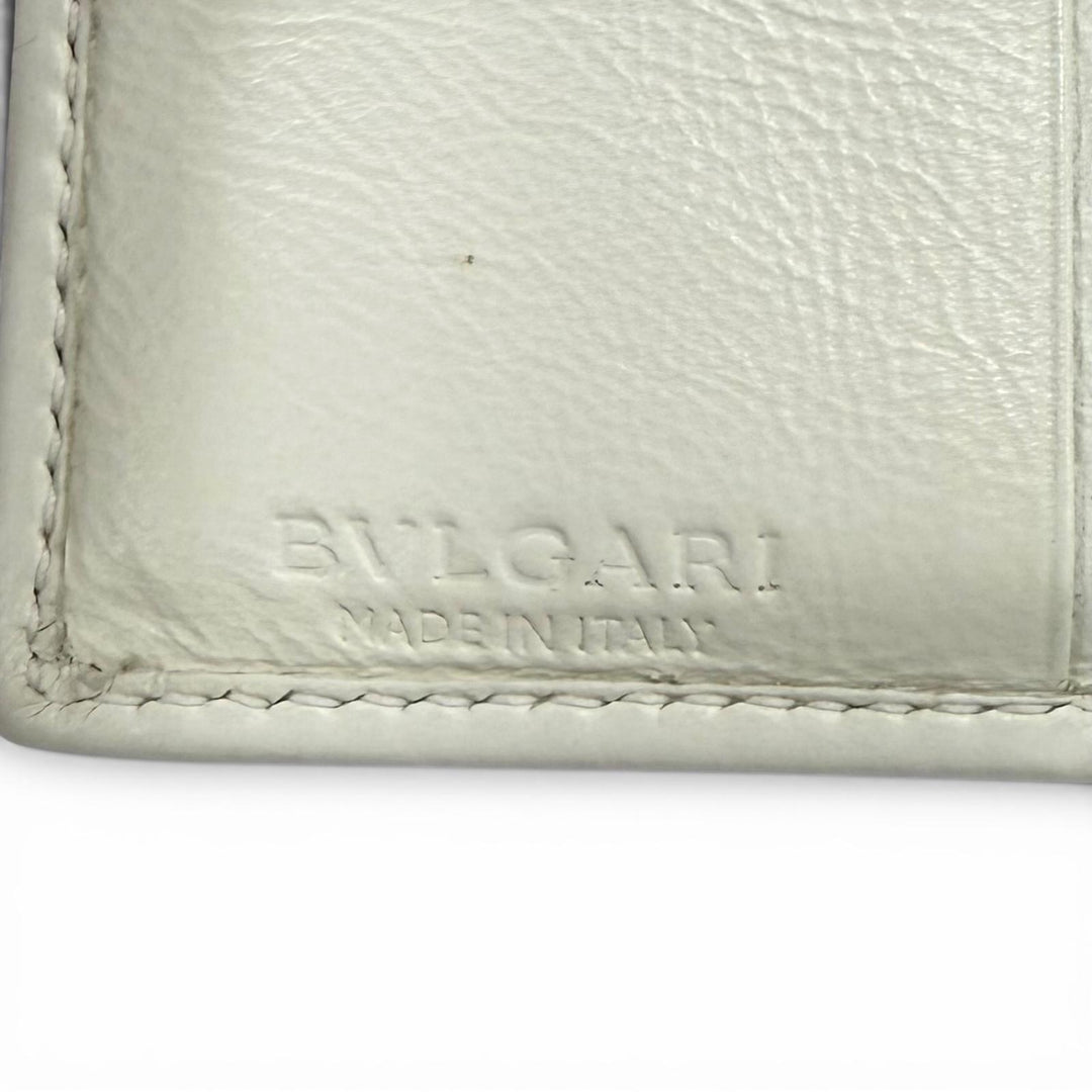 Great BVLGARI Bifold Wallet Parentesi Leather white leather Women