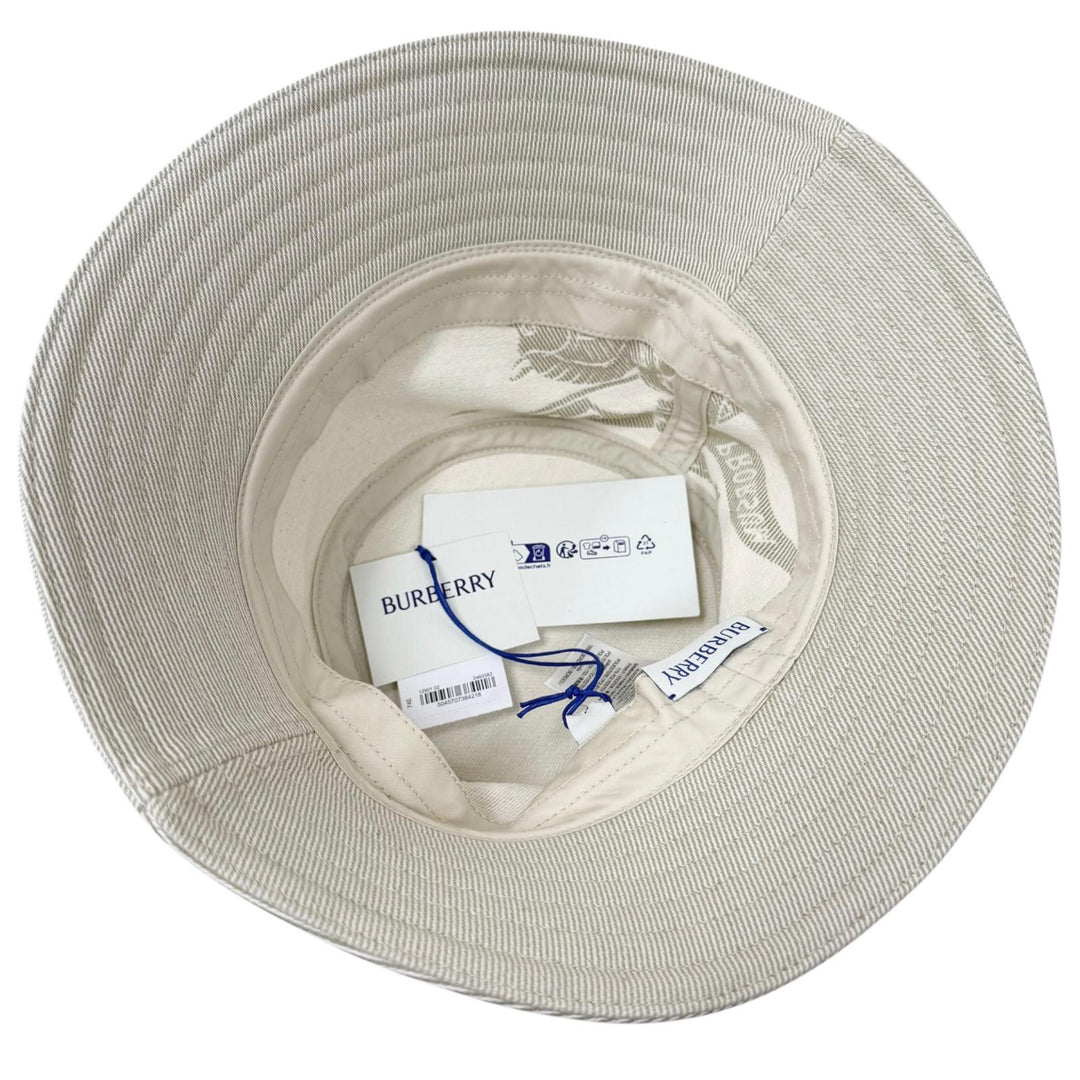 Pristine BURBERRY hat Hose Front Logo Twill Bucket khaki cotton mens M 8095010