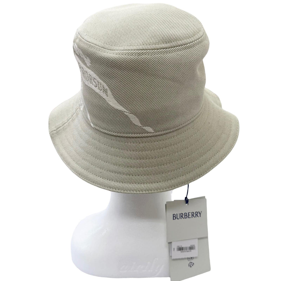 Pristine BURBERRY hat Hose Front Logo Twill Bucket khaki cotton mens M 8095010