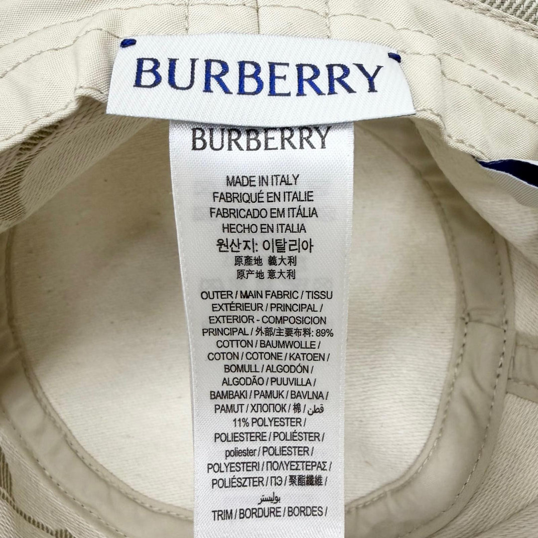 Pristine BURBERRY hat Hose Front Logo Twill Bucket khaki cotton mens M 8095010
