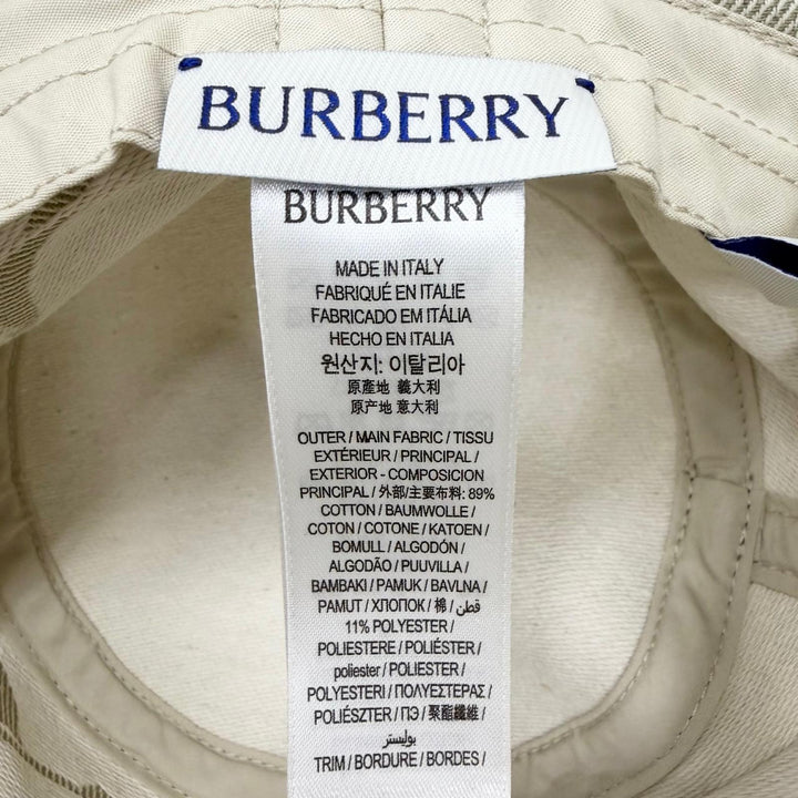 Pristine BURBERRY hat Hose Front Logo Twill Bucket khaki cotton mens M 8095010