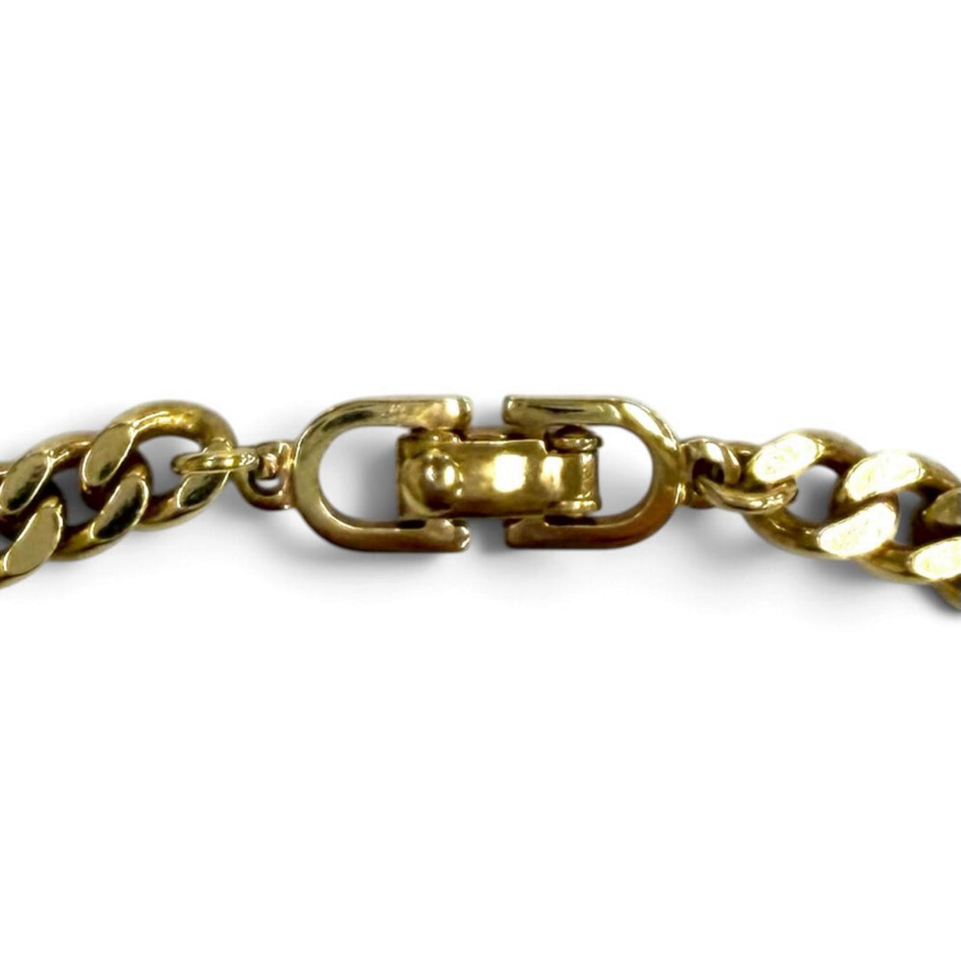 Great Christian Dior Necklace CD logo rhinestone curb chain choker gold Women