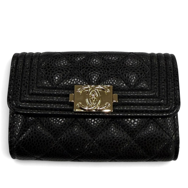 Excellent CHANEL Key holder Boy chanel COCO Mark Matelassé 4-ring key holder