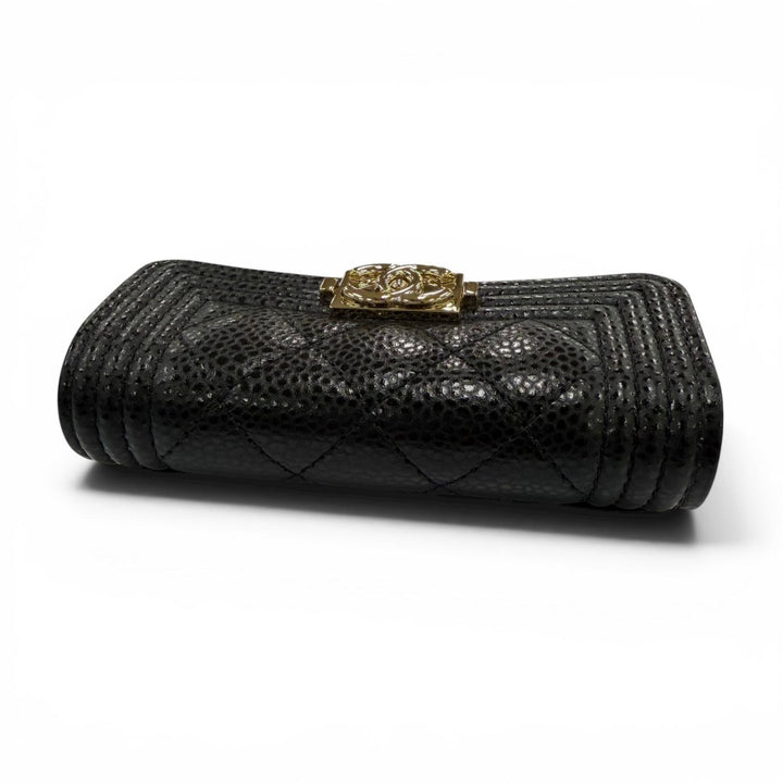 Excellent CHANEL Key holder Boy chanel COCO Mark Matelassé 4-ring key holder